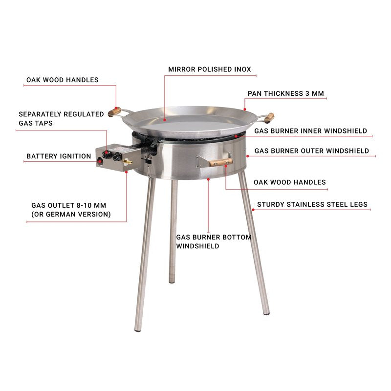 GrillSymbol Paella Cooking Set PRO 580 Inox