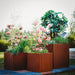 Cor-Ten steel garden planter set 