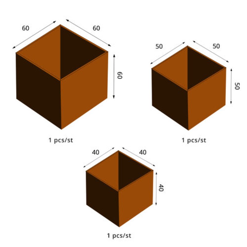 Cor-Ten Steel Outdoor planter set