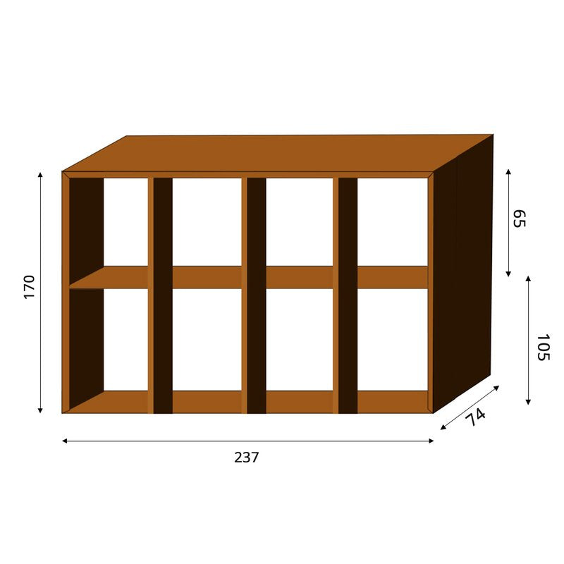 GrillSymbol Corten Steel Firewood Rack WALL-XL 237*74*170 cm