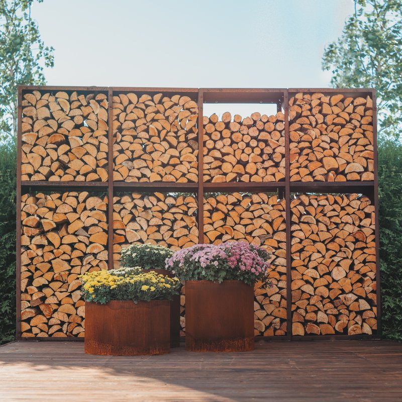 GrillSymbol Corten Steel Firewood Rack WALL-XL 237*74*170 cm