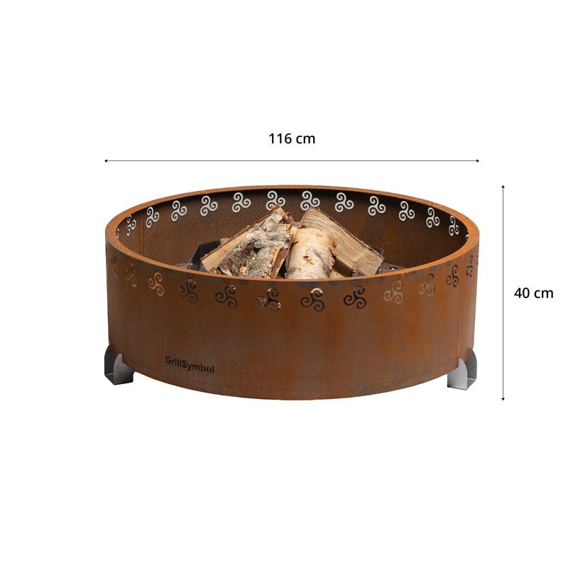 GrillSymbol Corten Steel Fire Pit Legend, 166cm