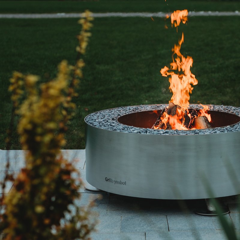 GrillSymbol Stainless Steel Fire Pit Luna Silver