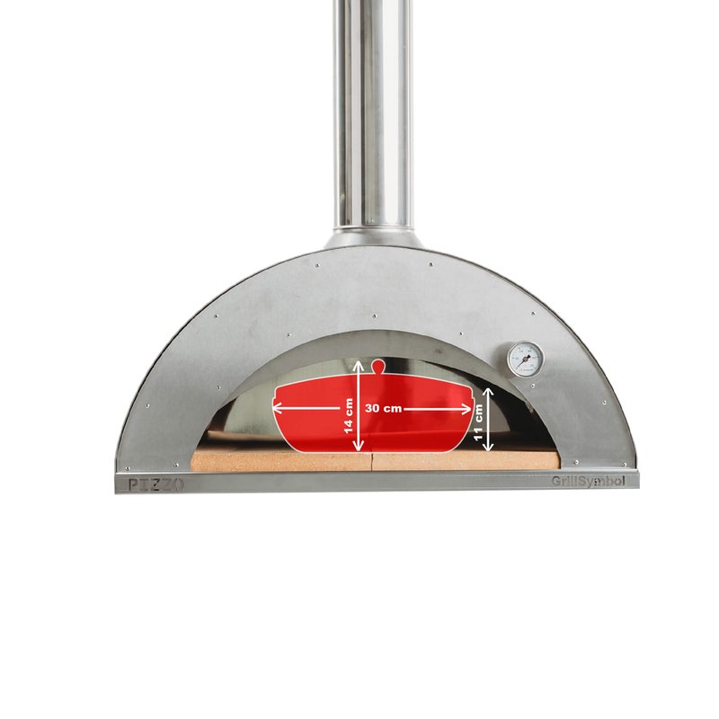 GrillSymbol Wood Fired Pizza Oven with Stand and Side Table Inox