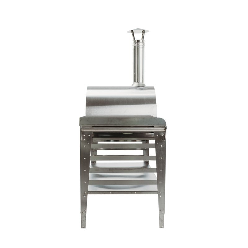 GrillSymbol Wood Fired Pizza Oven with Stand and Side Table Inox